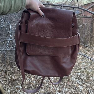 Vintage BAG BY DEENA UNITY LEATHER MAINE Brown Leather Women's Backpack